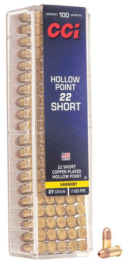 CCI 22 Short 27gr Plated Hollow Point 100Rnd Rimfire Ammo