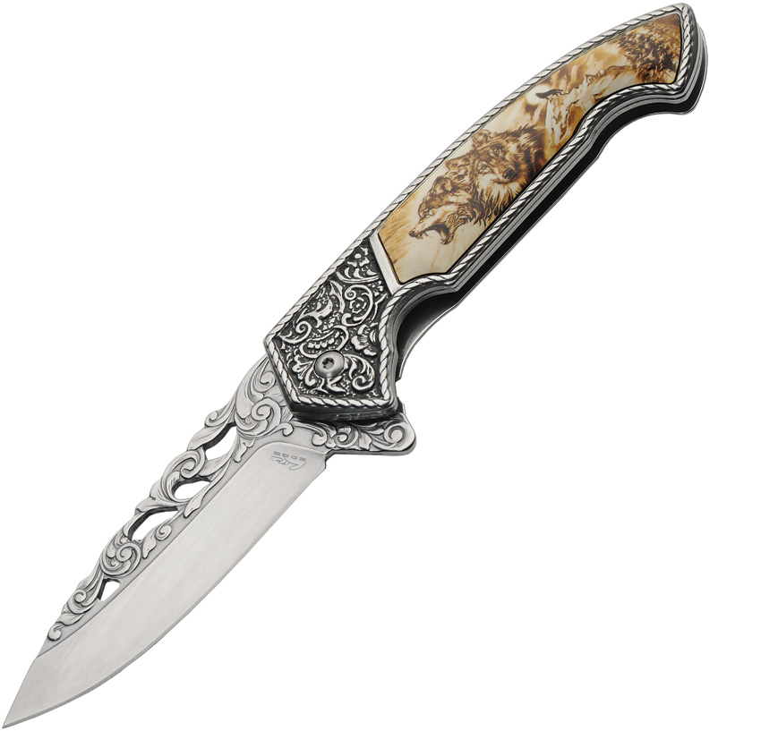 4.7 Inch Framelock Pocket Knife Fancy Wolf Giftbox - CN300606WF