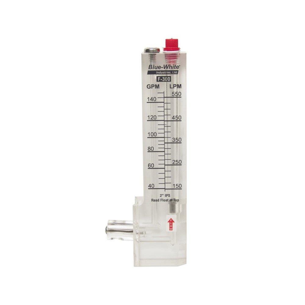 D-30200P F-300 Series Flow Meter, 2" PVC, Vertical, 40-150 GPM, Downward Flow
