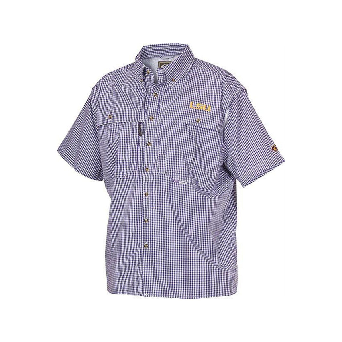 Drake LSU Short Sleeve Plaid Wingshooter Shirt