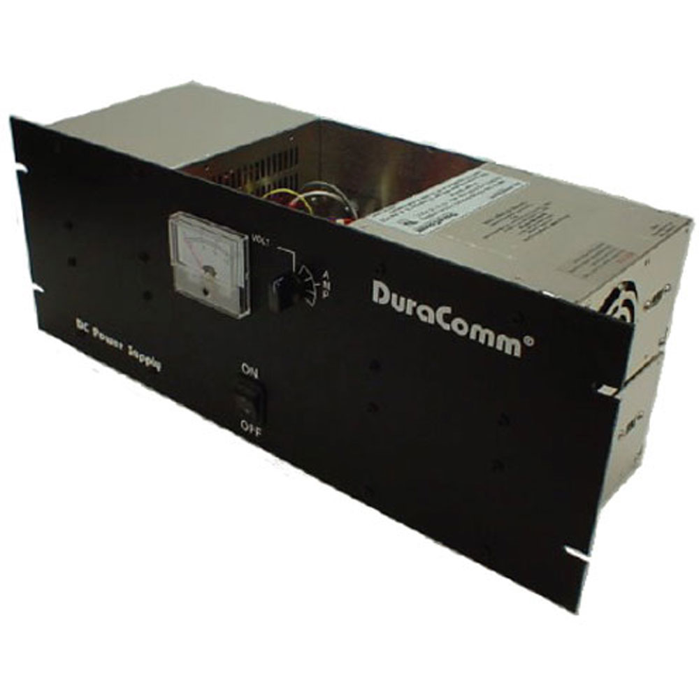 DuraComm RM2512M Rack Mount Pwr Supply, 13.8VDC 20AMP Cont, 25A Peak, w/ Meter