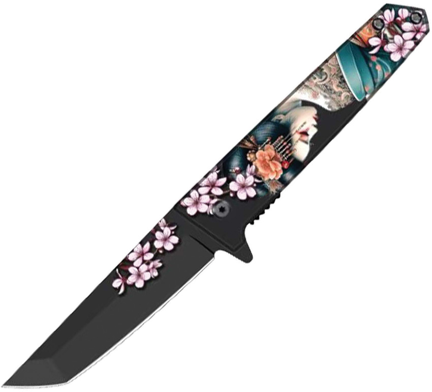 ElitEdge Linerlock Pocket Knife Spring Assisted Opening Flower Maiko - EE10A102MKG