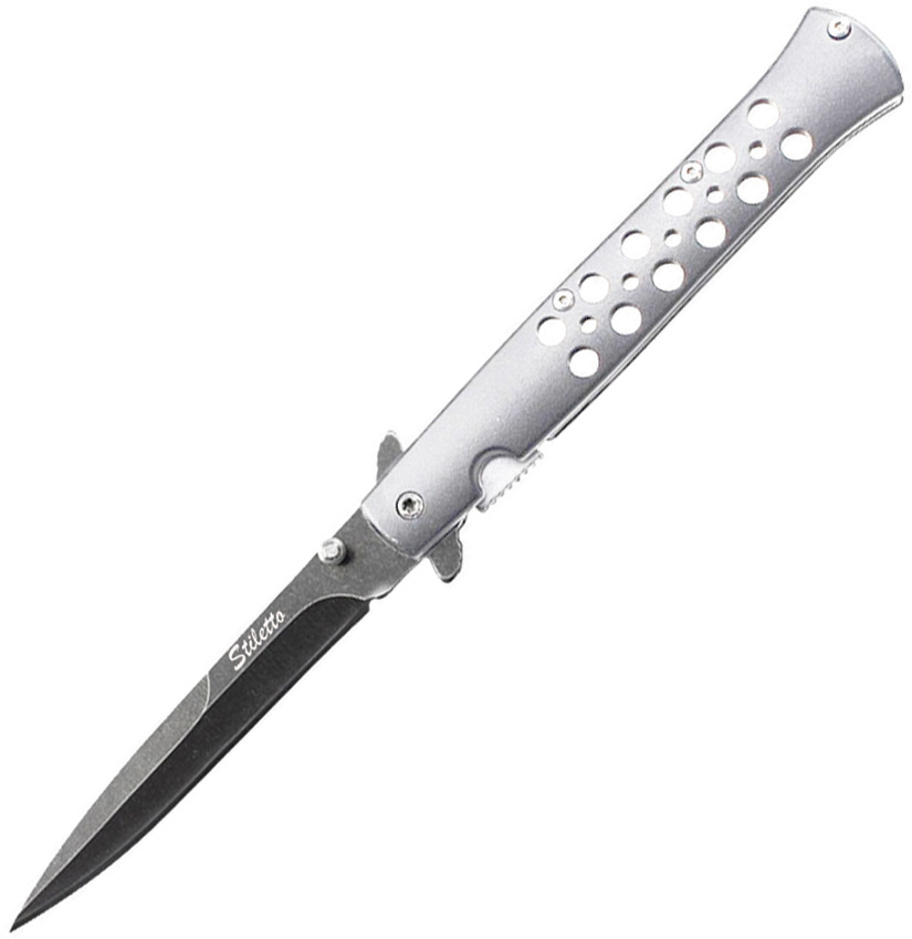 ElitEdge Linerlock Pocket Knife Spring Assisted Opening Silver - EE10A128SL