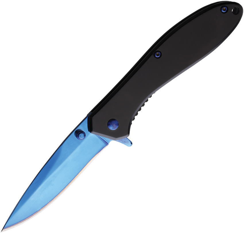 ElitEdge Linerlock Pocket Knife Spring Assisted Black Blue - EE10A28BLB
