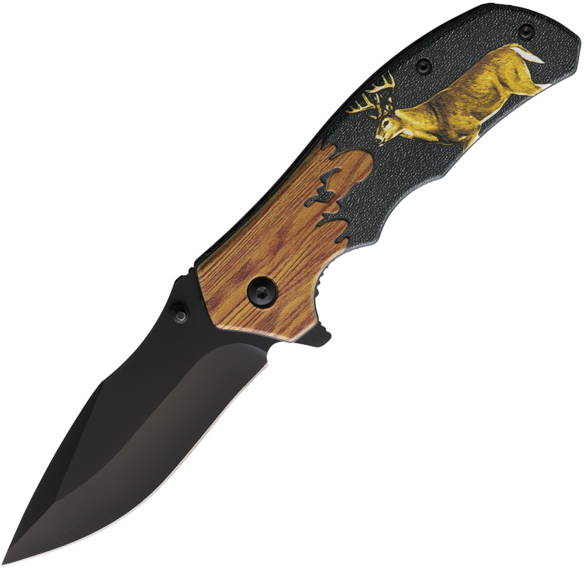 ElitEdge Deer Linerlock Pocket Knife Spring Assisted - EE10A47DR