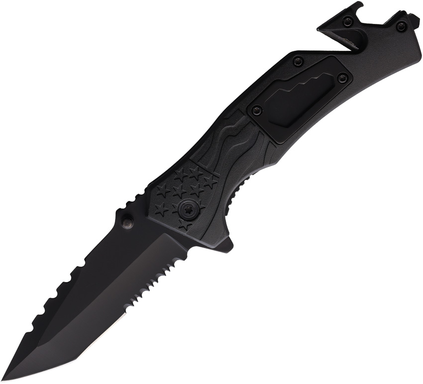 ElitEdge Rescue Linerlock Pocket Knife Spring Assisted Black - EE10A48BK