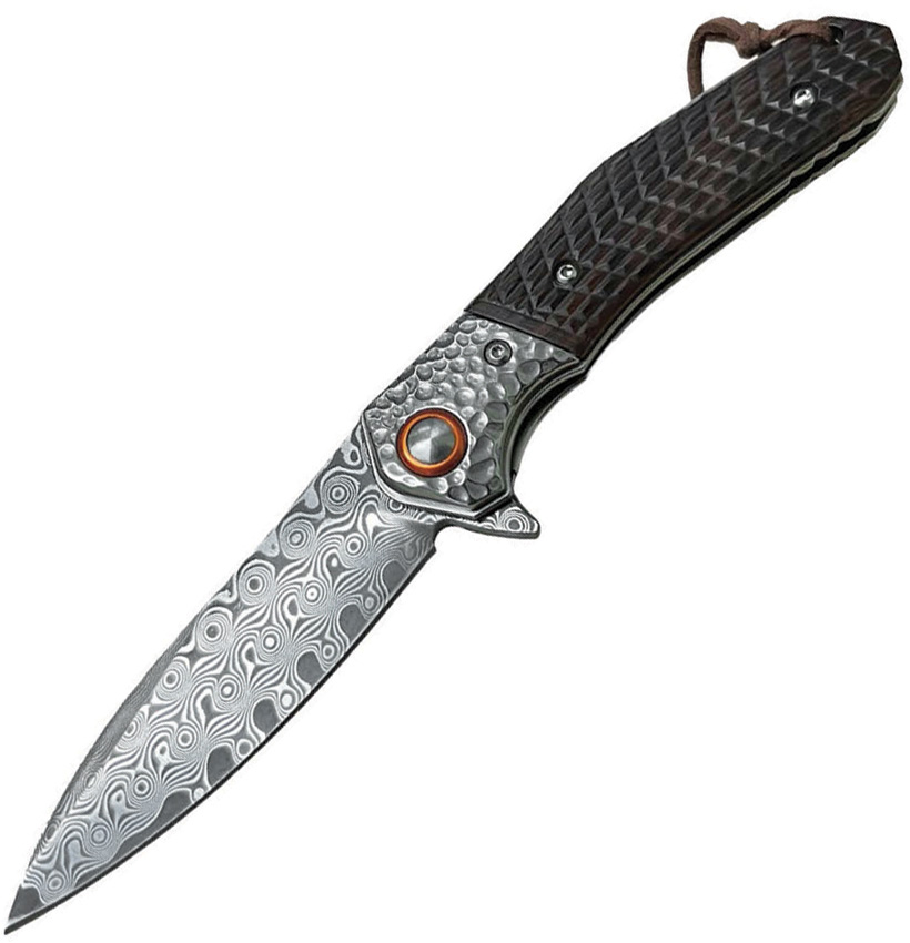 ElitEdge Linerlock Pocket Knife Damascus - EE10B004WD