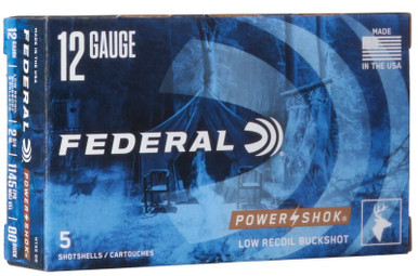 Federal Power-Shok 12 Gauge 2.75" Buckshot 9 Pellets 00 Buck 5 Box