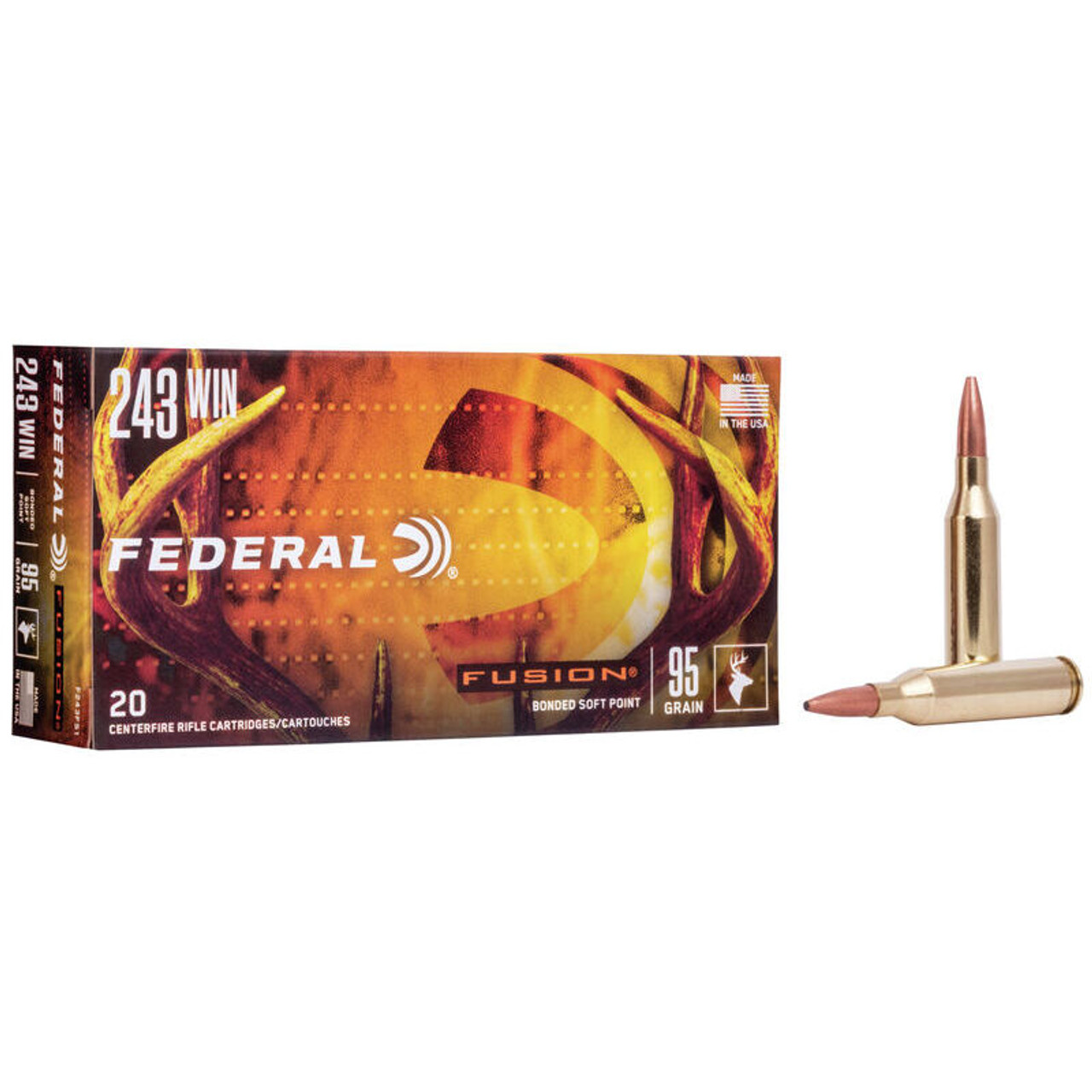 Federal Fusion 243 Winchester 95 Grain Fusion Soft Point Rifle Ammo (20)