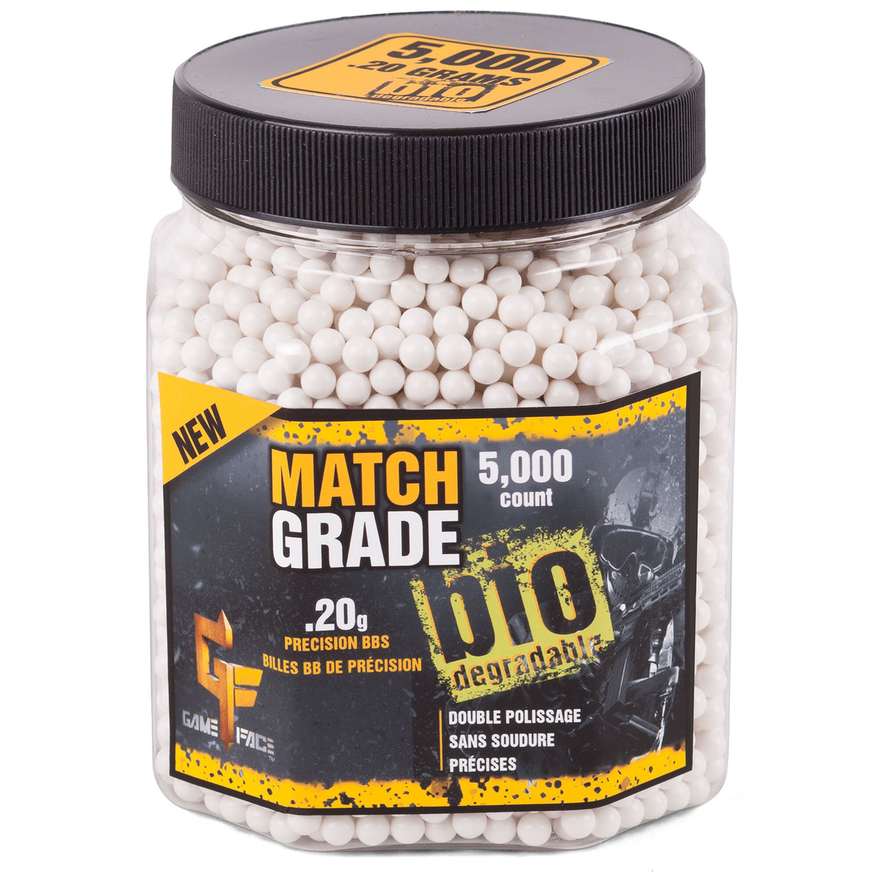 Crosman Game Face Match Grade Biodegradable 0.20g. White BB (5000)
