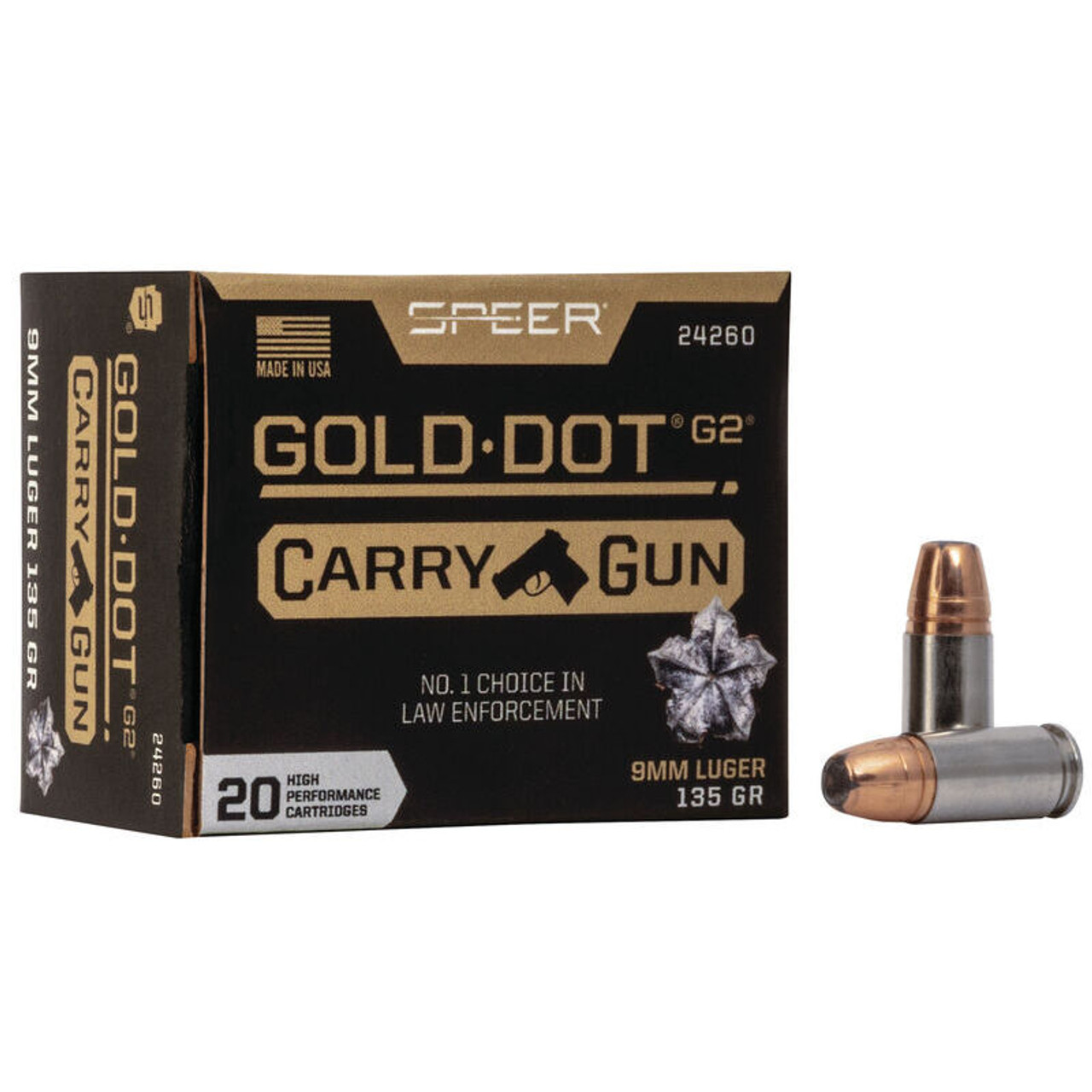 Speer Gold Dot Carry Gun 9mm Luger 135 Grain HP Handgun Ammo (20)