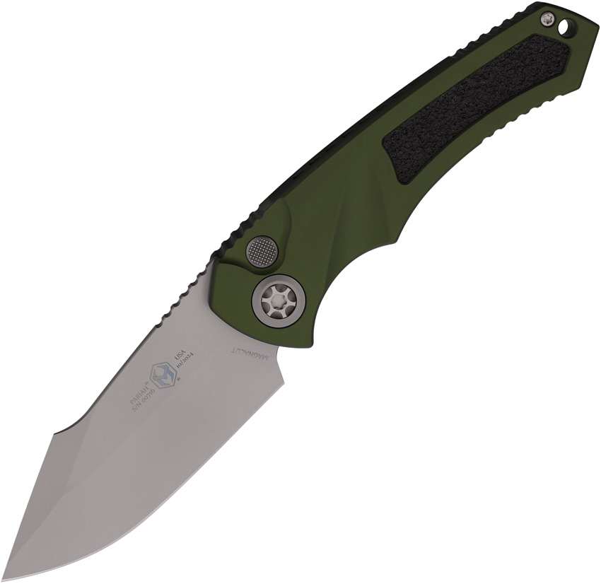 Heretic Automatic Pocket Knife Pariah Button Lock BB Green - H0483AGRN