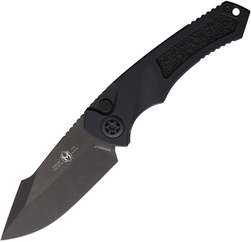 Heretic Automatic Pocket Knife Pariah Button Lock Black - H0486AT
