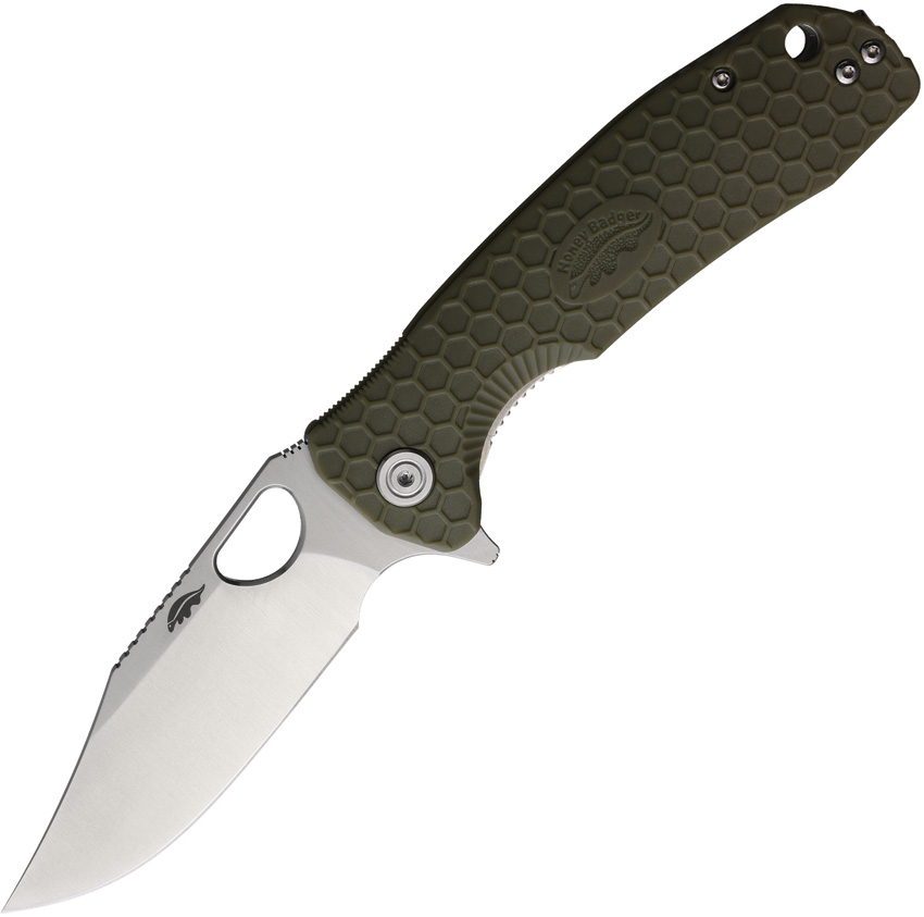 Honey Badger Large Linerlock Pocket Knife Clip Green - HB4065