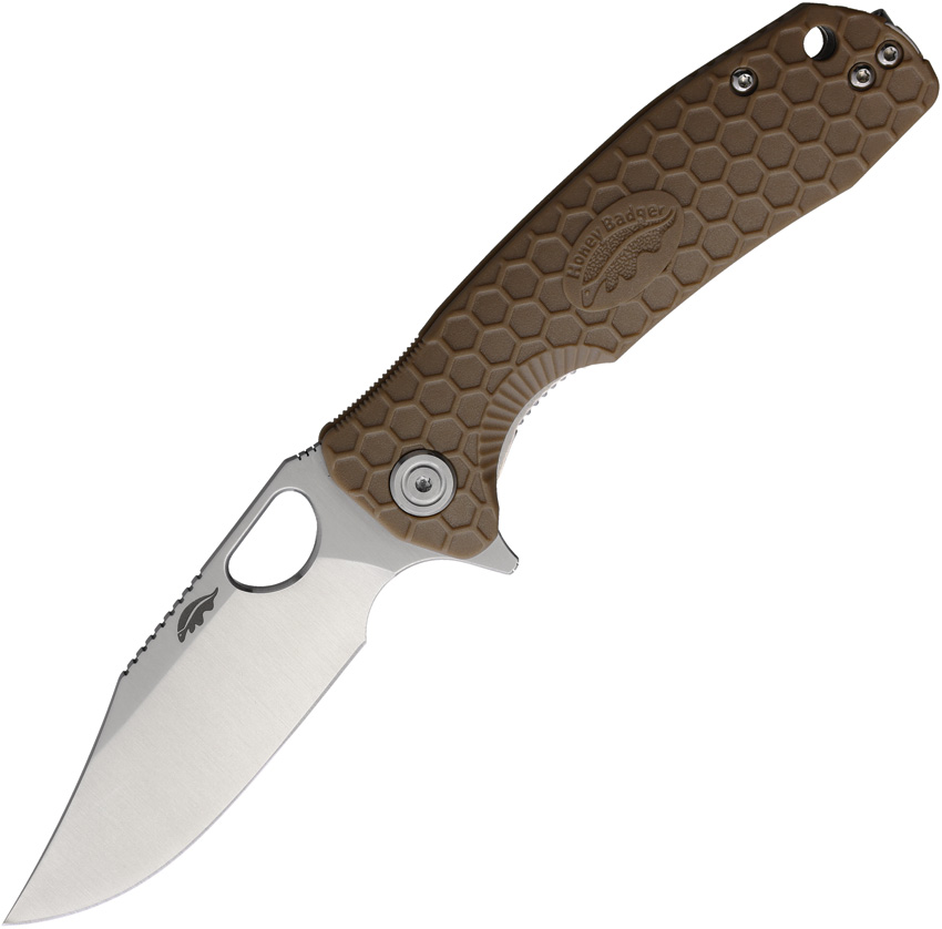 Honey Badger Medium Linerlock Pocket Knife Clip Tan - HB4070