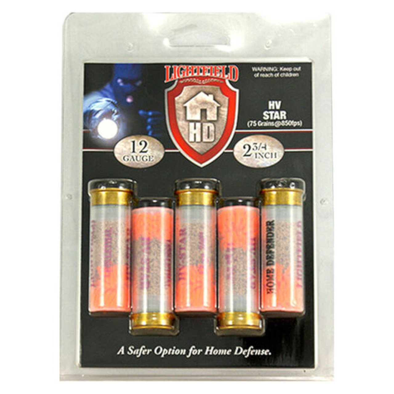 Lightfield Home Defender HV Star 12 GA 2-3/4" 75 Grain Rubber Slug Ammo (5)