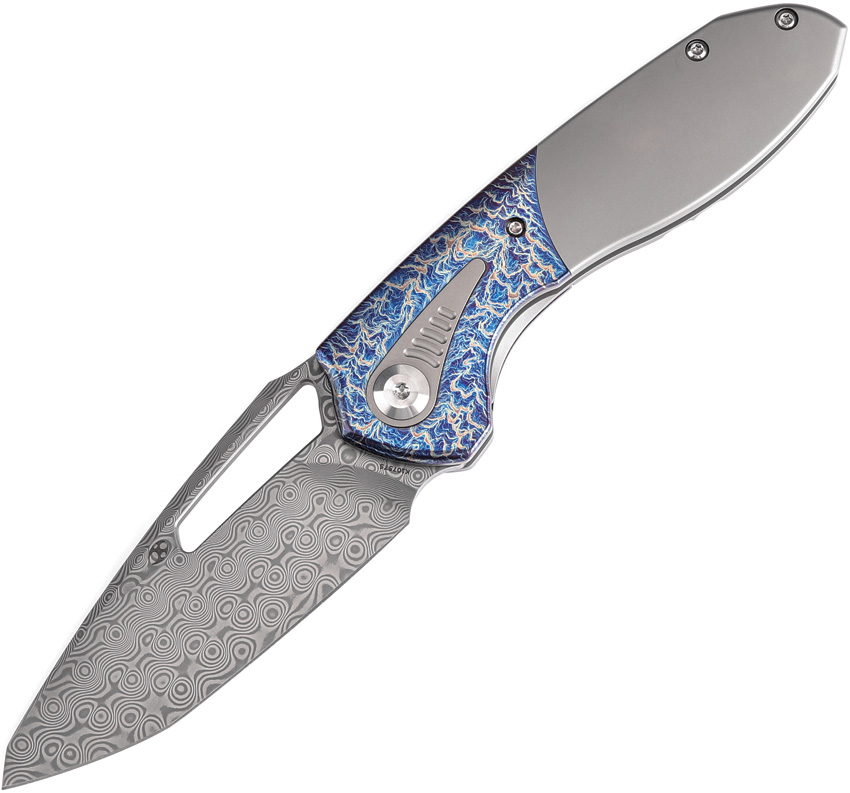 Kansept Thoth Bolster Lock Light Damascus Framelock Pocket Knife - K1075T5