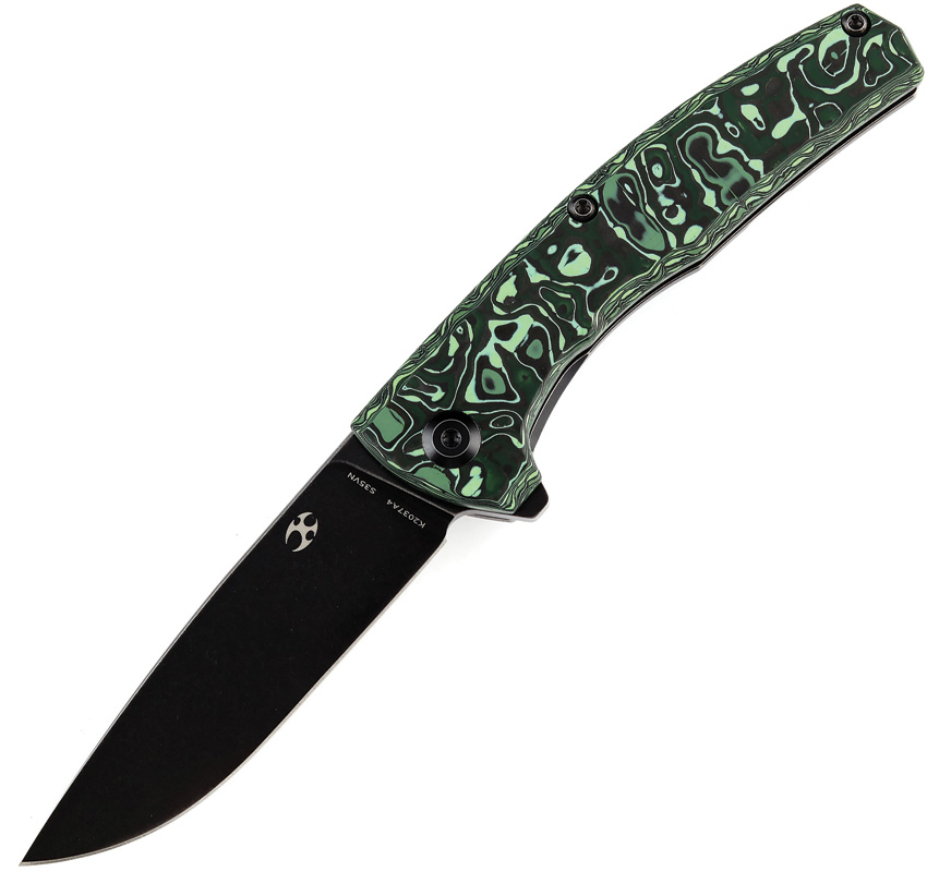 Kansept AGI Framelock Pocket Knife Green Carbon Fiber - K2037A4