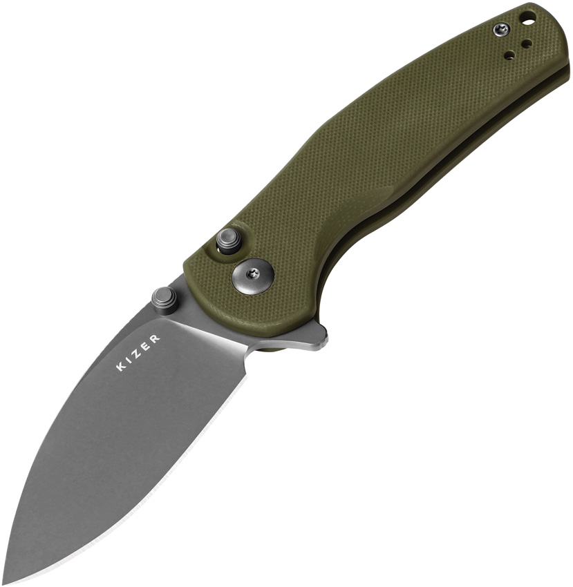 Kizer Cutlery Mini Grouper Button Lock Pocket Knife OD Green - KIV3669A3