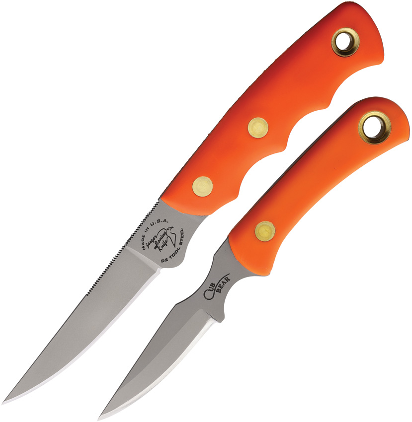 Knives Of Alaska Jaeger/Cub Combo Suregrip Fixed Blade Knives Orange - KOA00254FG