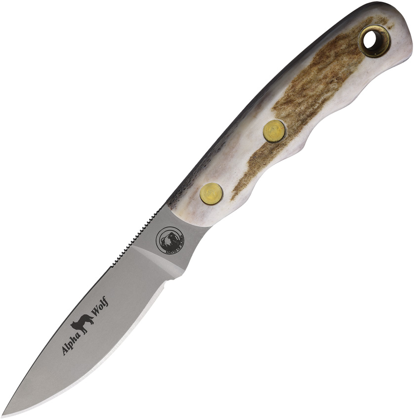 Knives Of Alaska Alpha Wolfe D2 Stag Fixed Blade Knife - KOA00327FG