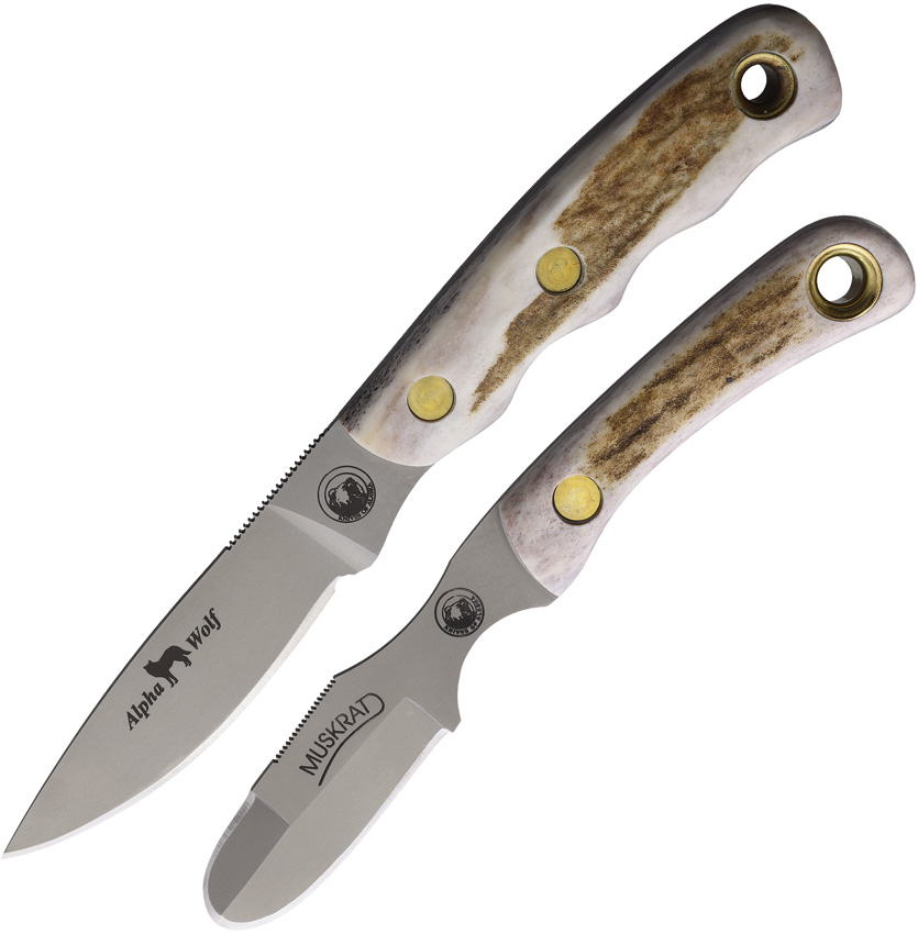 Knives Of Alaska Alpha Wolfe S30V/Muskrat Stag Fixed Blade Knives - KOA00371FG