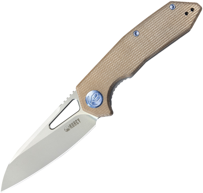 Kubey Vagrant Linerlock Pocket Knife Tan Micarta - KUB291V