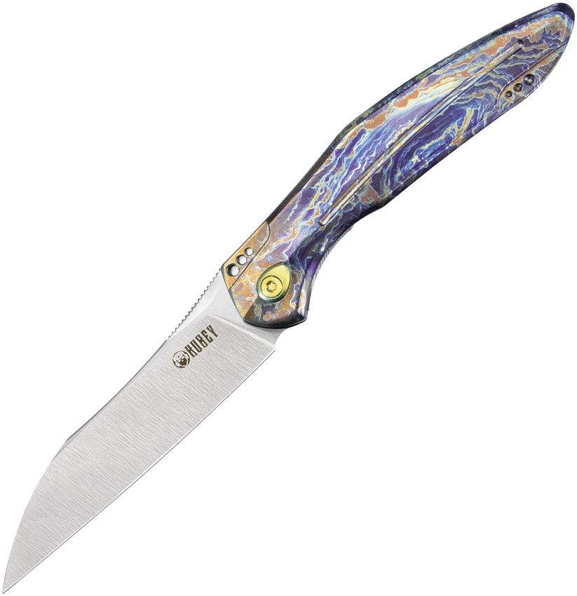 Kubey Barracuda Linerlock Pocket Knife Flame Titanium - KUB299E