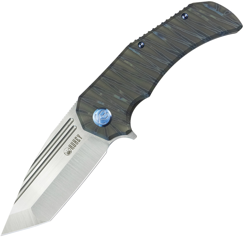 Kubey Bravo 1 Framelock Pocket Knife Tanto Flame Titanium - KUB366B
