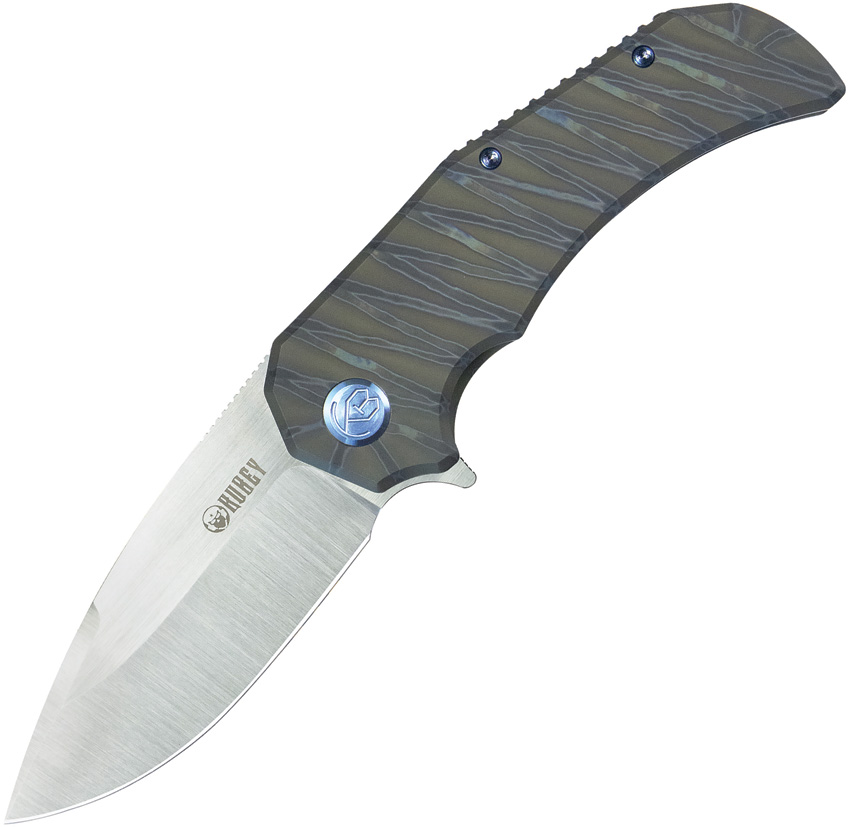 Kubey Bravo 1 Framelock Pocket Knife Drop Point Flame Titanium - KUB367B