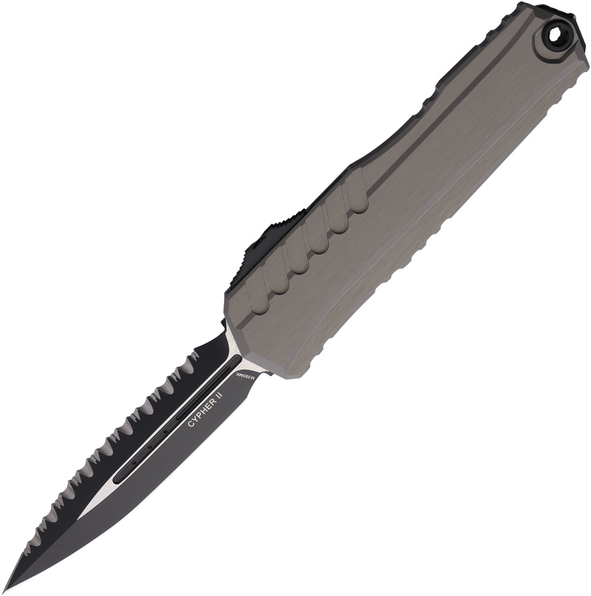 Microtech Automatic Pocket Knife Cypher II D/E OTF Gray - MCT12423NC