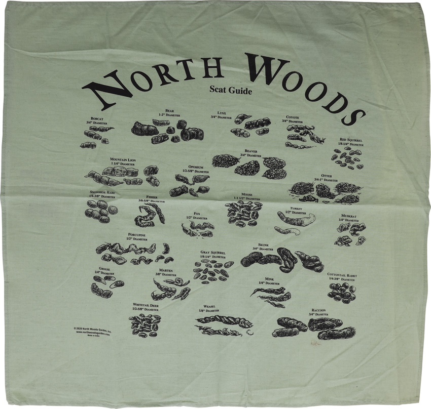 North Woods Field Guides Animal Scat Bandana Green - NWG002ASBG