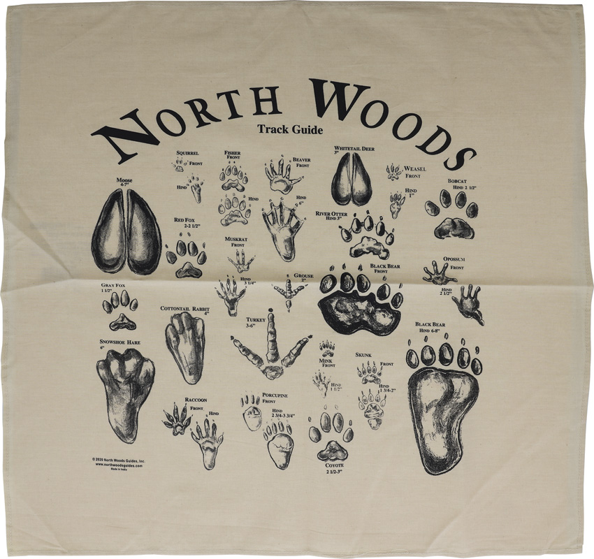 North Woods Field Guides Animal Track Bandana Beige - NWG002ATBB
