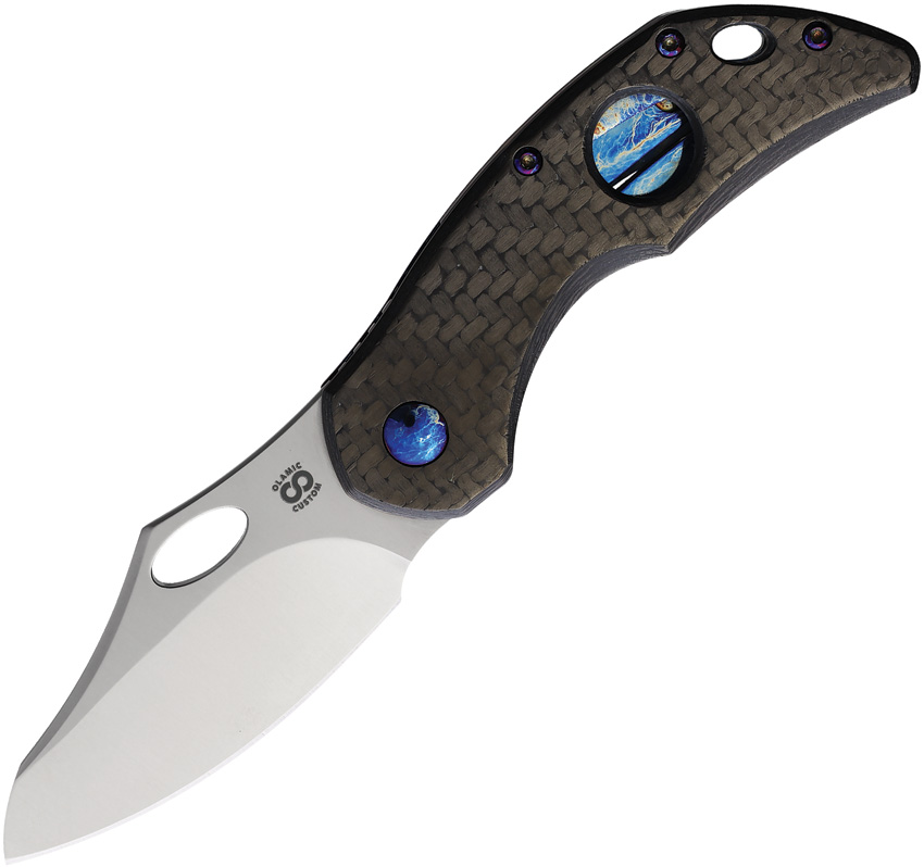 Olamic Cutlery Busker Framelock Pocket Knife Twill Carbon Fiber - OL692