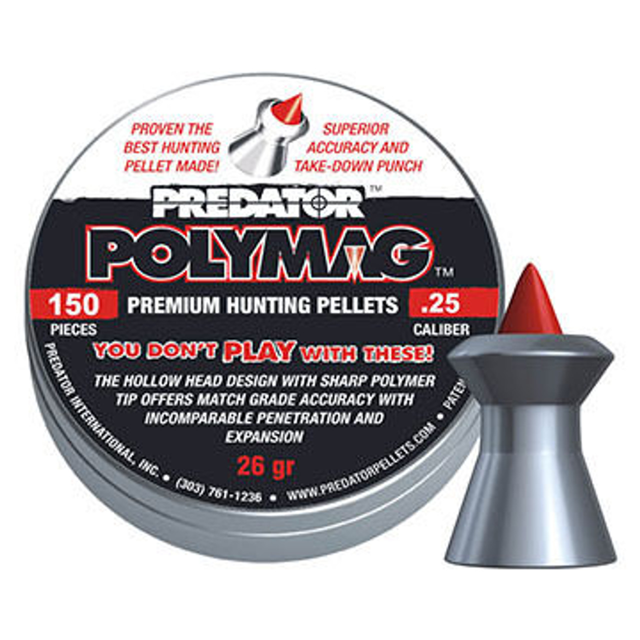 Predator Polymag 25 Cal. 26 Grain Air Gun Pellet (150)