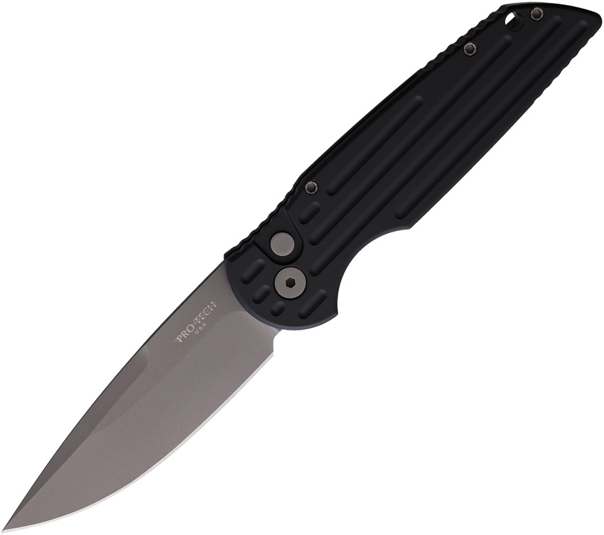 Pro Tech Automatic Pocket Knife TR3 Button Lock Black - PTKTR3