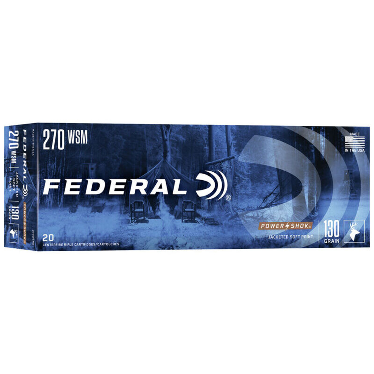 Federal Power-Shok 270 WSM 130 Grain SP Rifle Ammo (20)