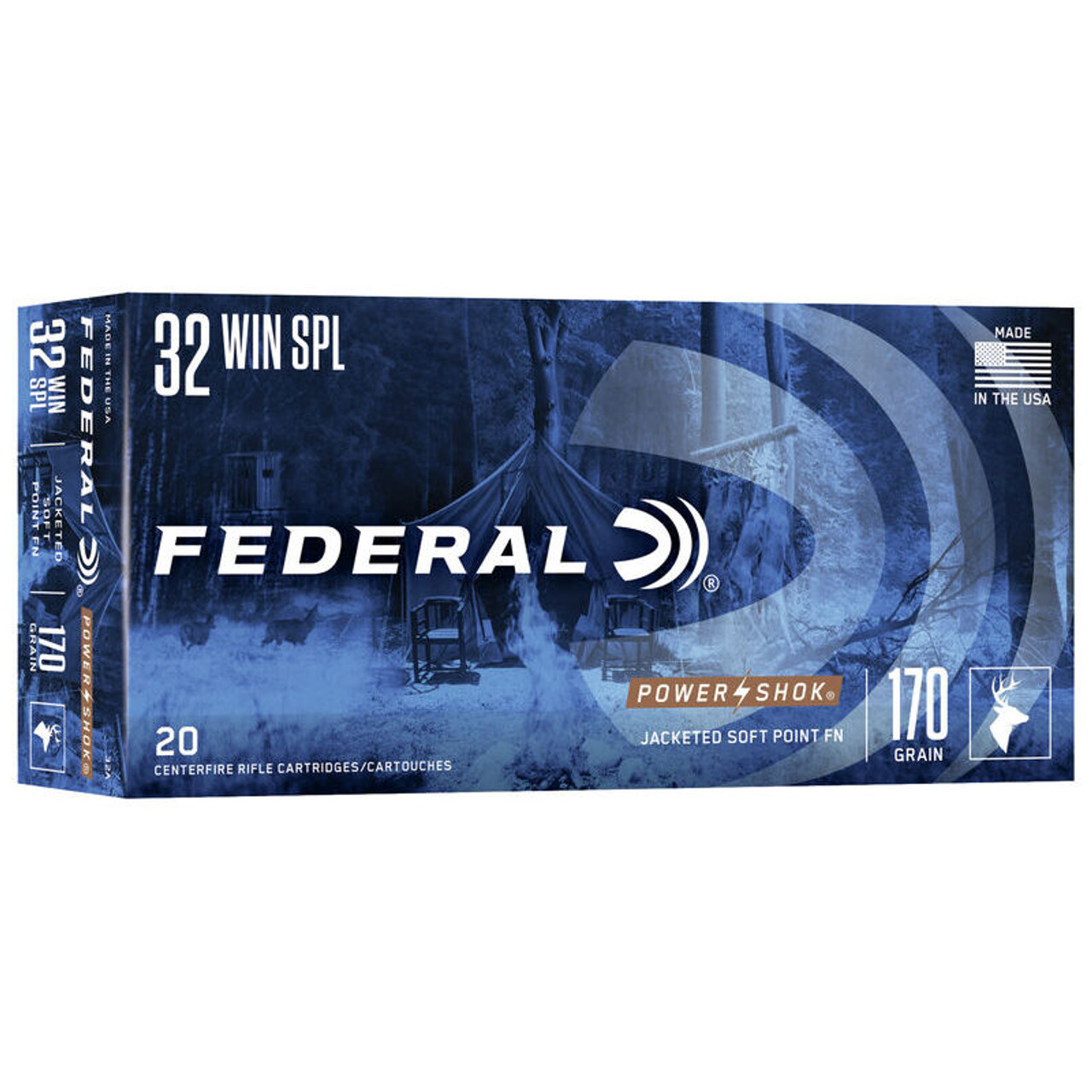 Federal Power-Shok 32 Winchester Special 170 Grain JSP Rifle Ammo (20)