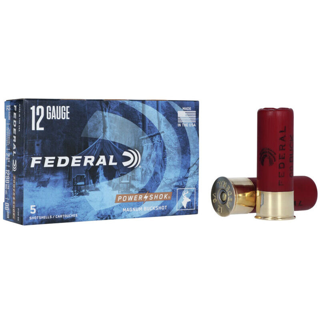 Federal Power-Shok 12 GA 2-3/4" 12 Pellet #00 Buckshot Ammo (5)