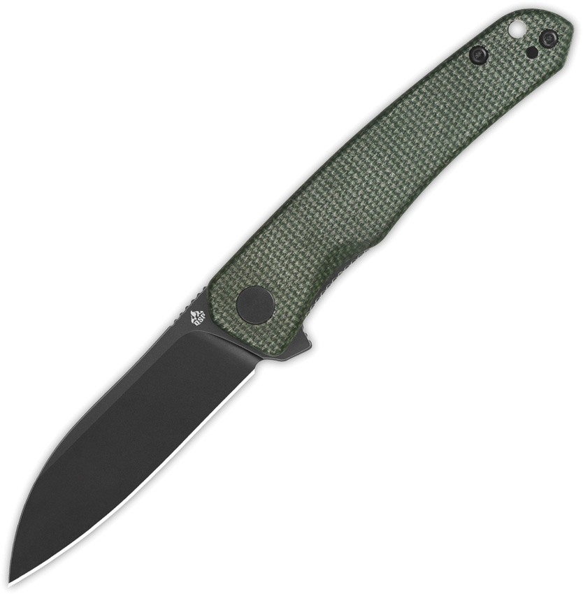 QSP Otter Linerlock Pocket Knife Black Green Micarta - QS140E2