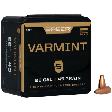 Speer Varmint 1023 .22 Cal 45 gr Jacketed Soft Point Bullets-100cnt