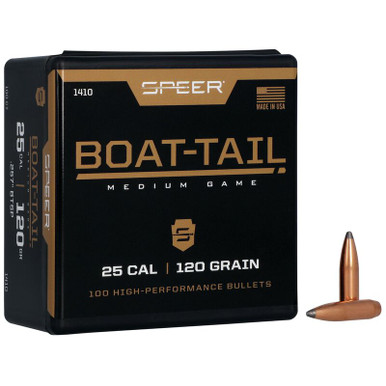 Speer Boat Tail 1410 .25 Cal 120 gr Jacketed Soft Point Boat-tail Bullets-100cnt