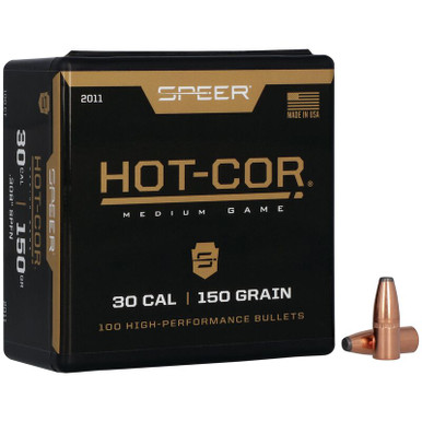 Speer Hot-Cor 2011 .30 Cal 150 gr Soft Point Flat Nose Bullets-100cnt