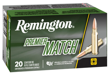 Remington Premier Match .223 Remington 52gr Boat Tail Hollow Point Brass Cased Centerfire Rifle Ammo