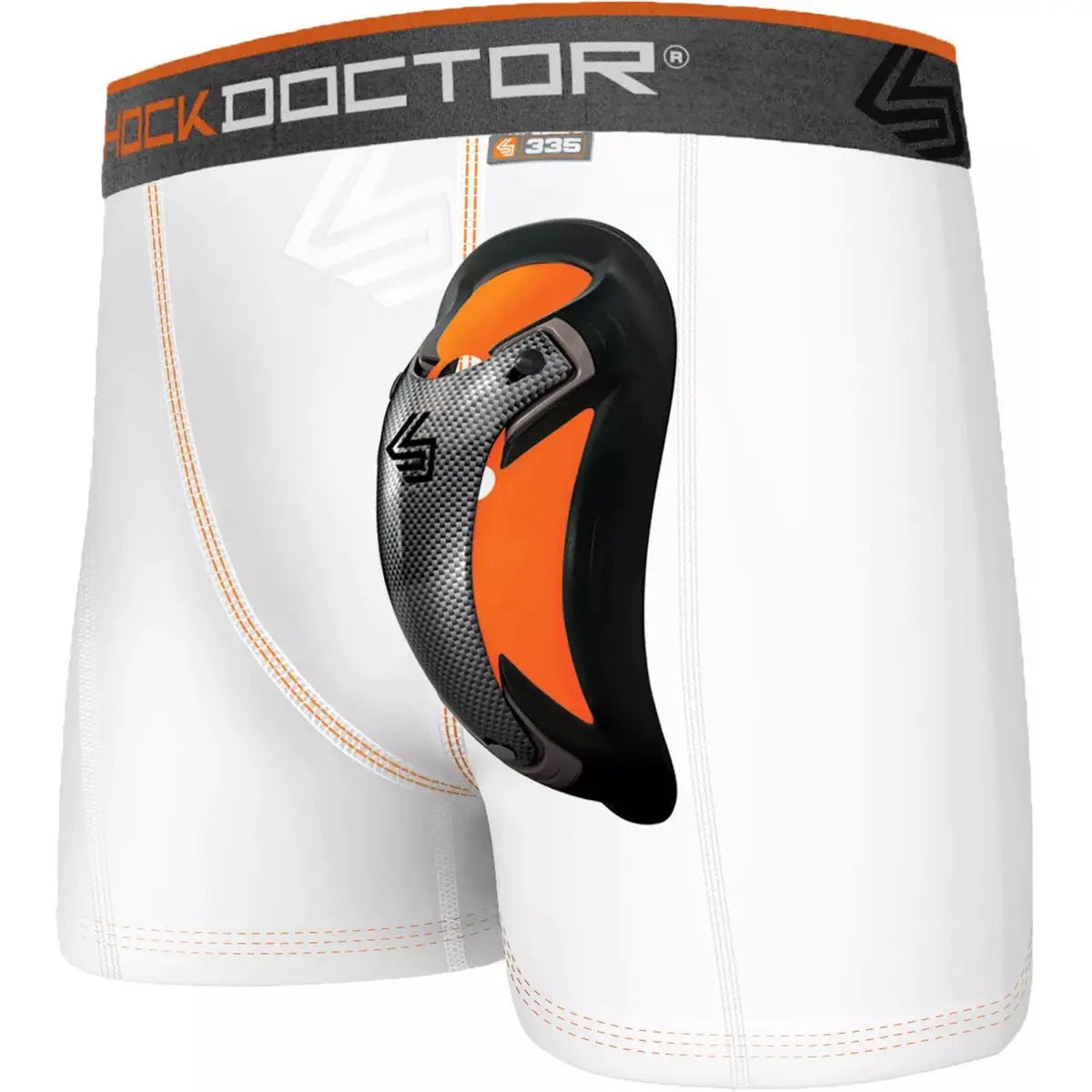 Shock Doctor Ultra Pro Boxer Compression Shorts w/ Ultra Carbon FlexCup - White