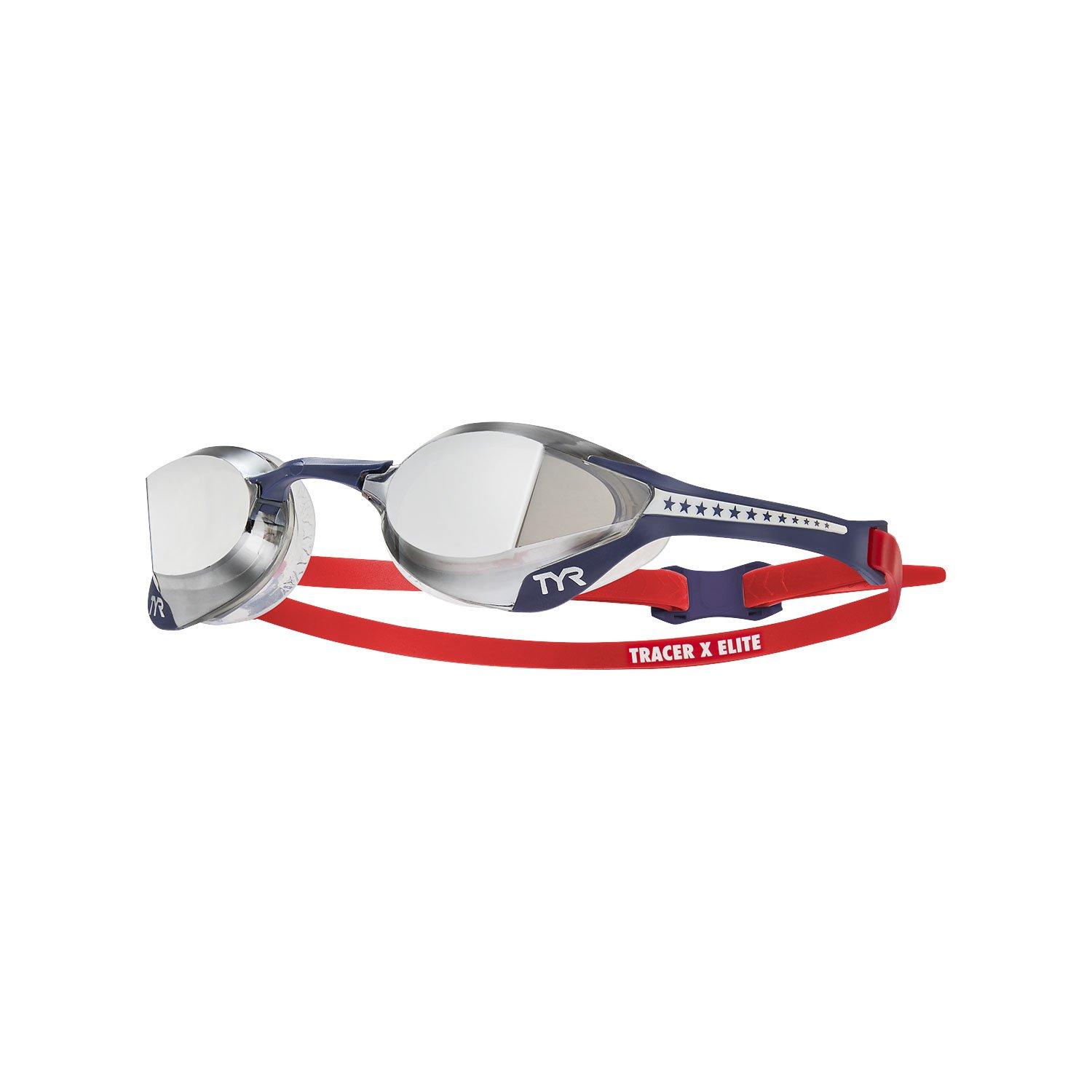 TYR - Tracer X-Elite Racing Swim Goggles, Red White Blue