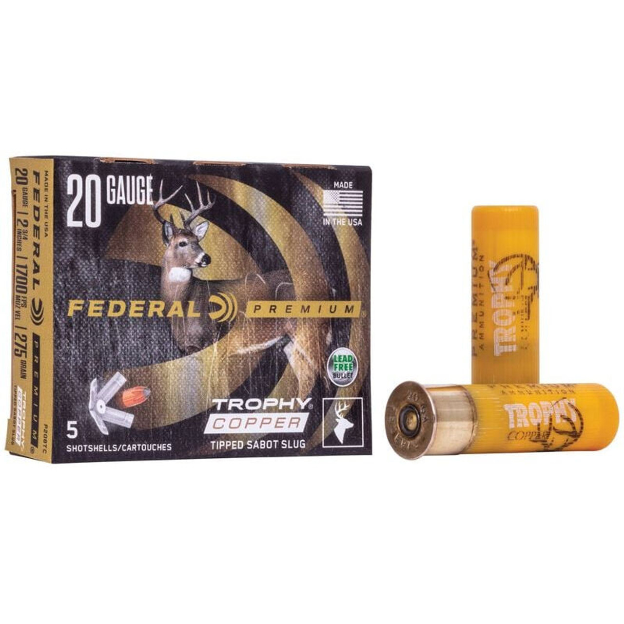 Federal Premium Trophy Copper 20 GA 2-3/4" 275 Grain Lead-Free Sabot Slug (5)