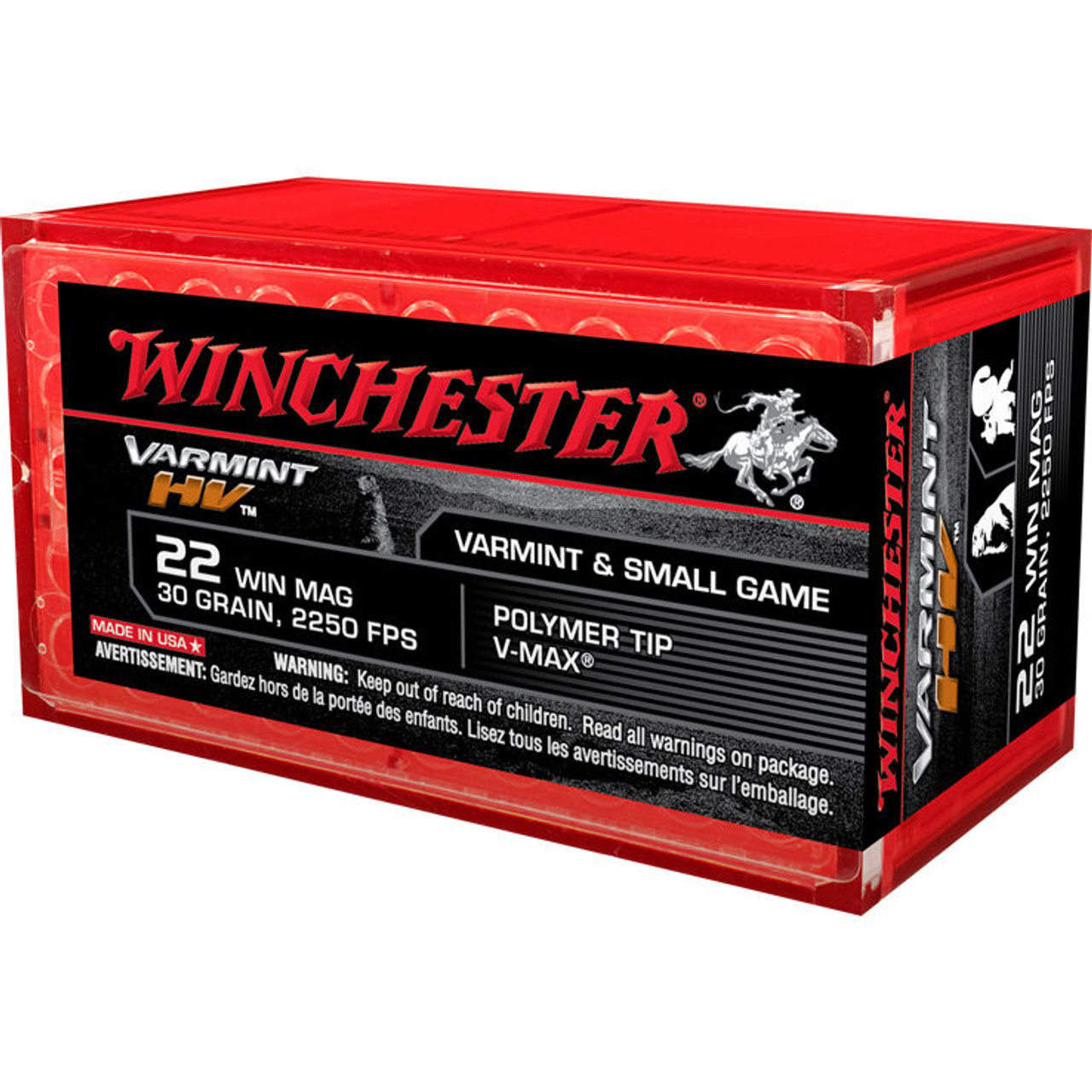 Winchester Varmint HV 22 Winchester 30 Grain Polymer Tip V-Max Ammo (50)