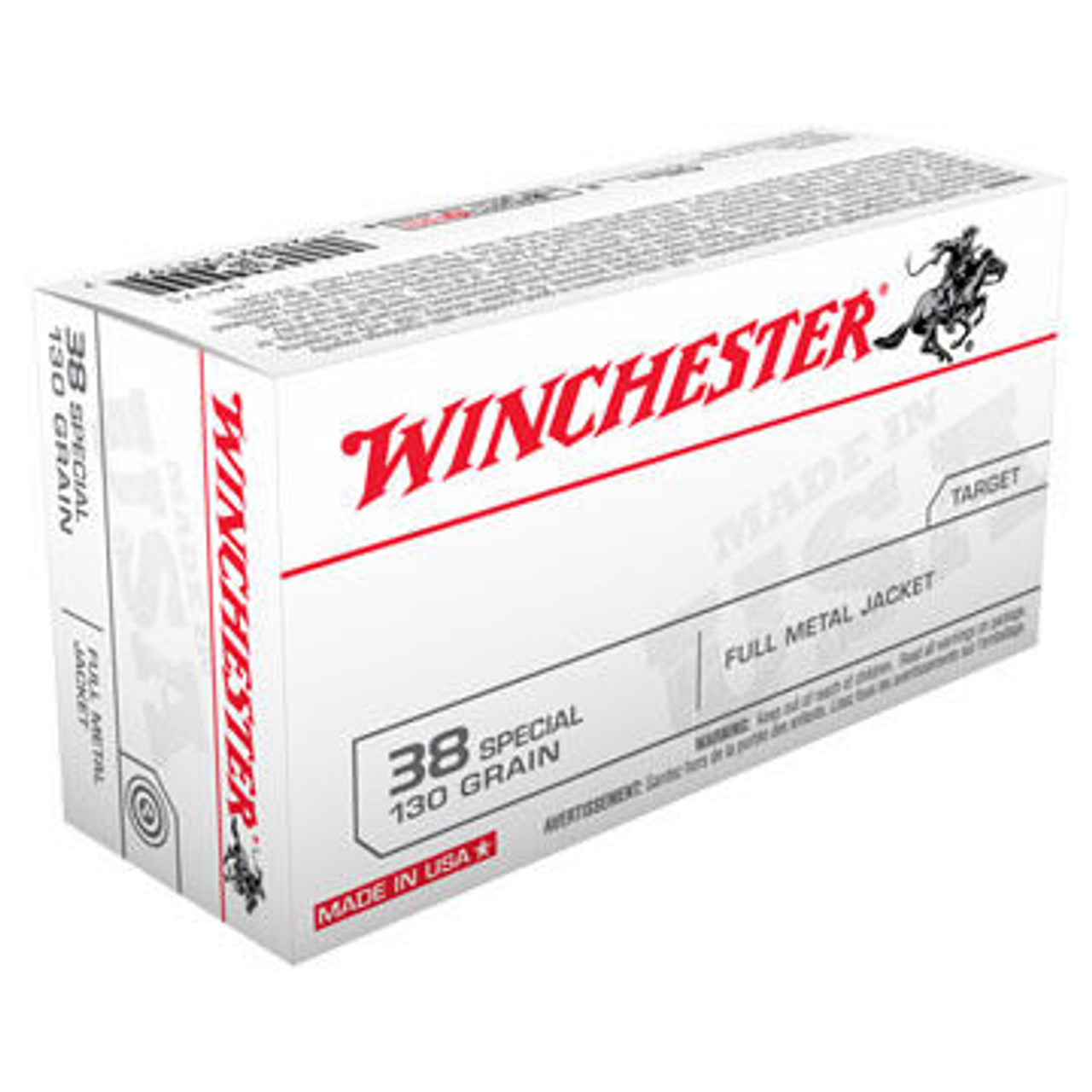 Winchester USA 38 Special 130 Grain FMJ Handgun Ammo (50)