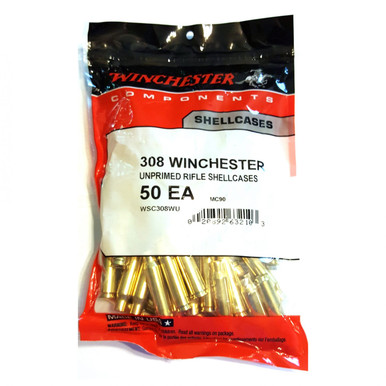 Winchester .308 Winchester Unprimed Rifle Brass 50cnt-WSC308WU